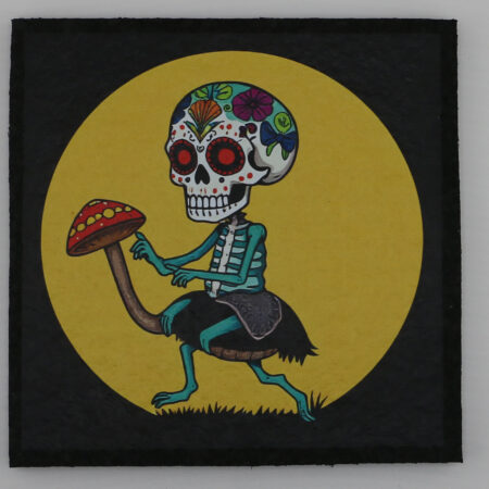 Candy Skull riding a mushroom Ostrich